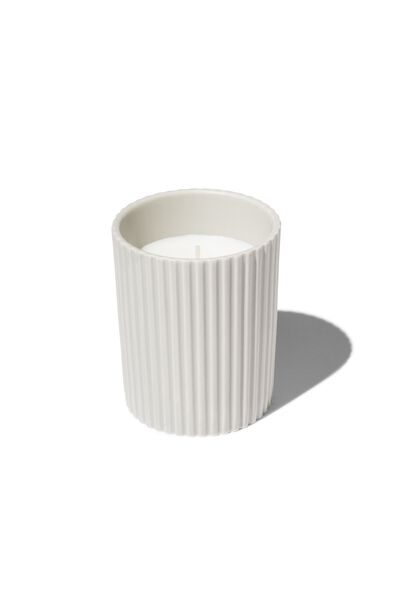 bougie dans un vase nervur&eacute; &Oslash;7.5x10 naturel - 13502857 - HEMA