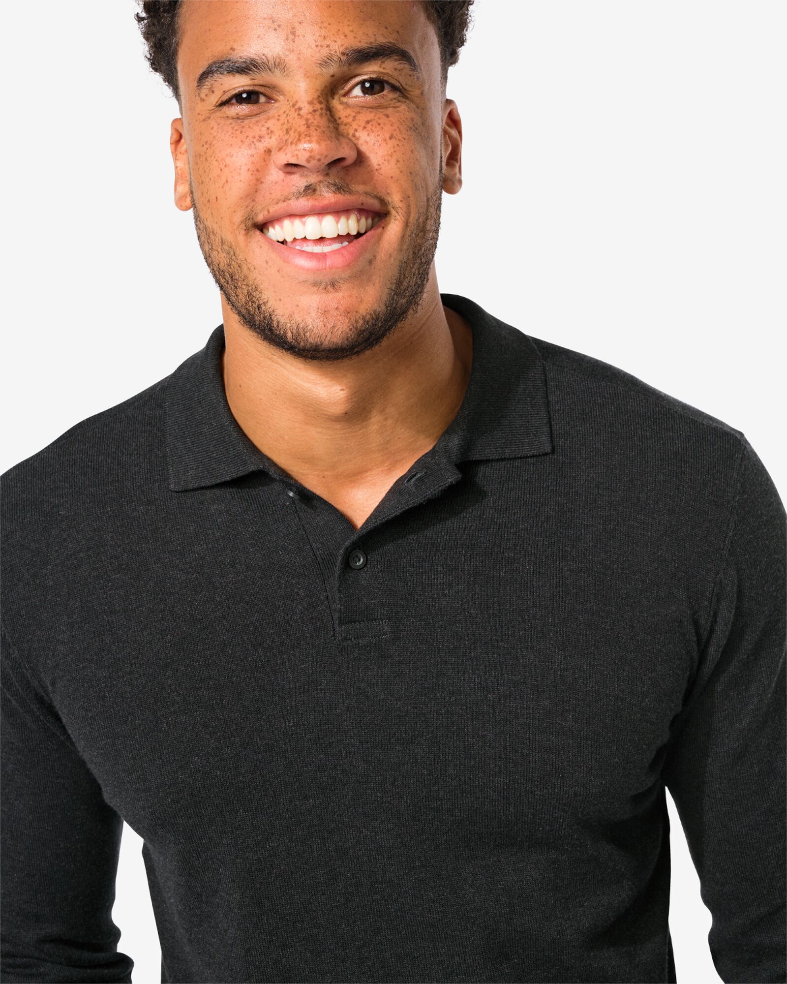 Herren-Poloshirt, Feinstrick dunkelgrau - 2116904DARKGREY - HEMA