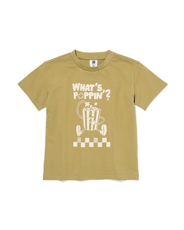kinder T-shirt popcorn olijf olijf - 30713003OLIVE - HEMA