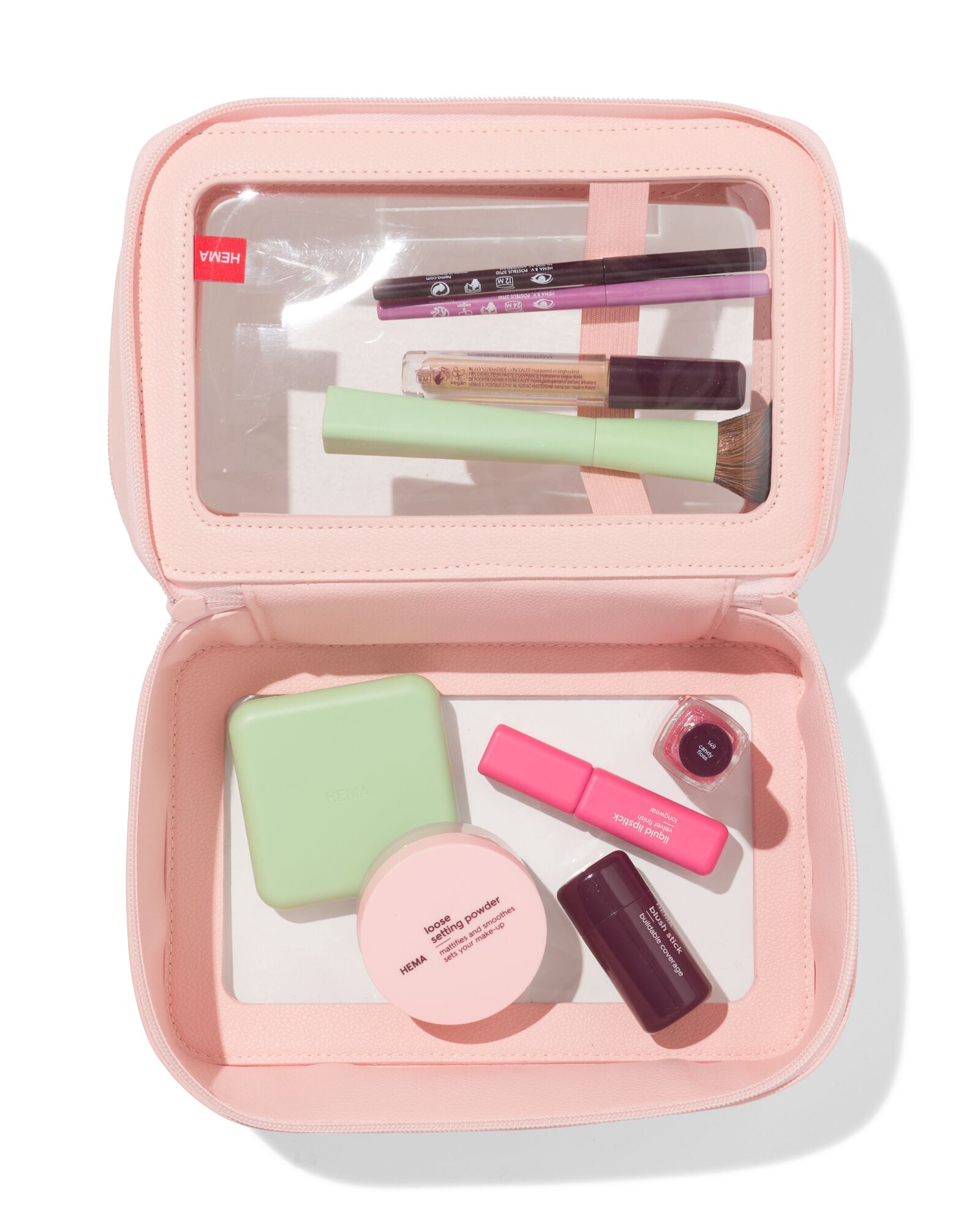 trousse de toilette 23x15x9cm double couche transparente - 11890729 - HEMA