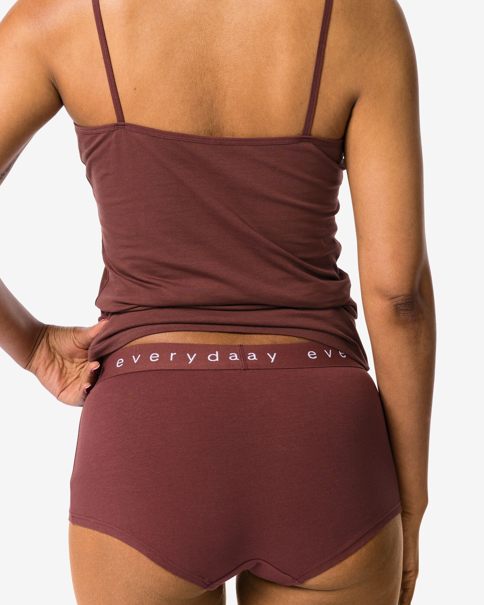 Damen-Boxershorts aus Baumwolle mit &bdquo;everyday&ldquo; auf dem Bund dunkelbraun - 19641534DARKBROWN - HEMA