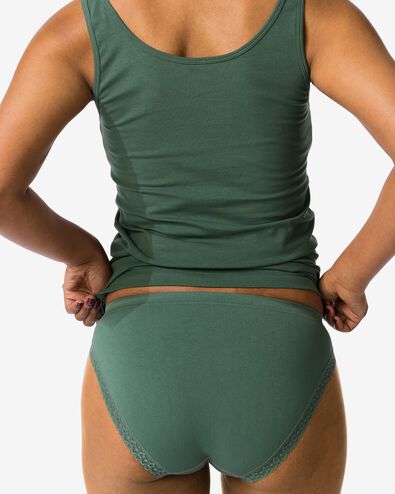 damesslip naadloos micro met kant donkergroen - 19611373DARKGREEN - HEMA