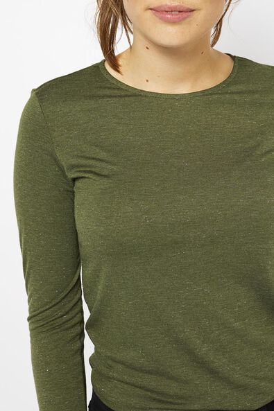 t-shirt femme avec paillettes olive - 1000021440 - HEMA