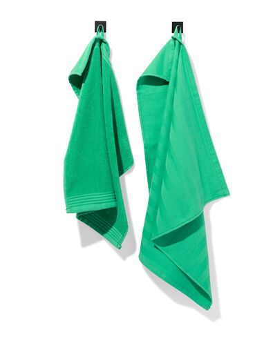 lot de torchon et de serviette de cuisine &agrave; rayures vert - 2 pi&egrave;ces - 5400084 - HEMA