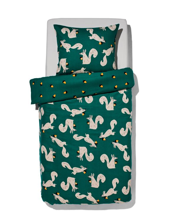 housse de couette enfant - flanelle - 140 x 200 &eacute;cureuil vert - 5760092 - HEMA