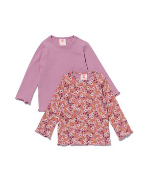 2er-Pack Baby-Shirts, gerippt rosa 62 - 33003251 - HEMA