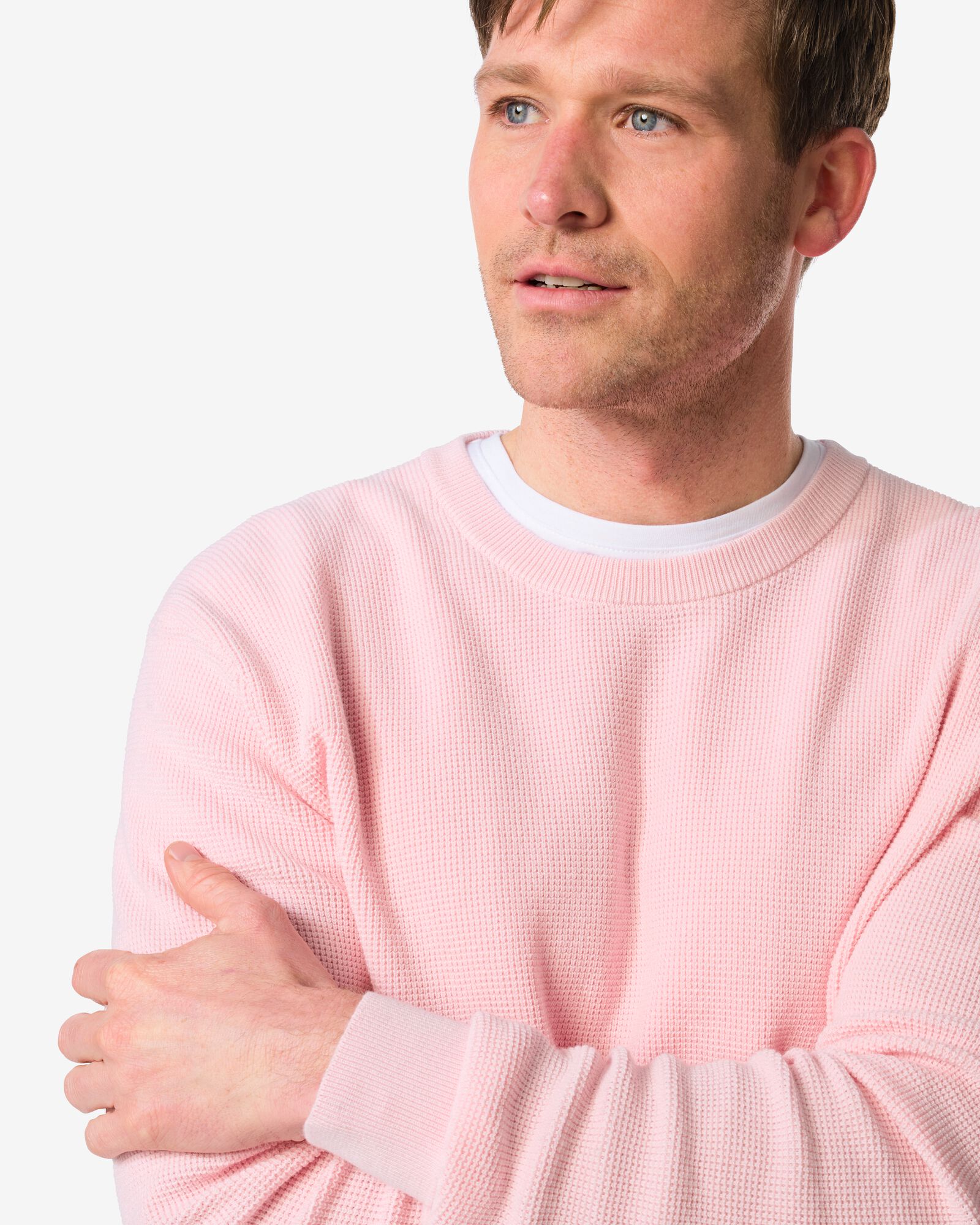 pull homme Lars gaufr&eacute; rose p&acirc;le rose p&acirc;le - 2140820LIGHTPINK - HEMA