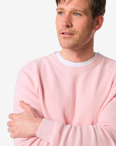 pull homme Lars gaufr&eacute; rose p&acirc;le rose p&acirc;le - 2140820LIGHTPINK - HEMA