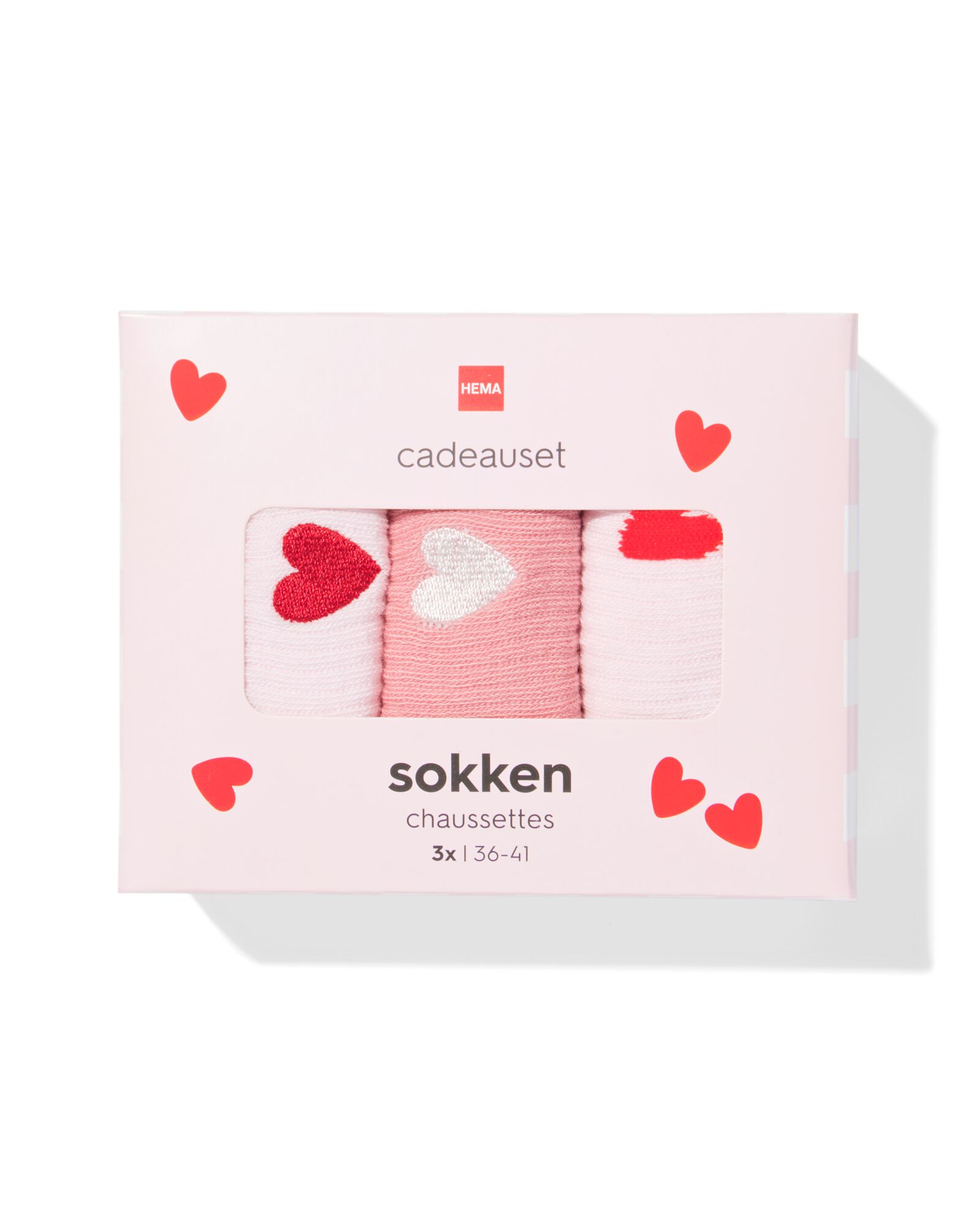 coffret cadeau chaussettes amour petits c&oelig;urs - 3 paires - 60800260 - HEMA