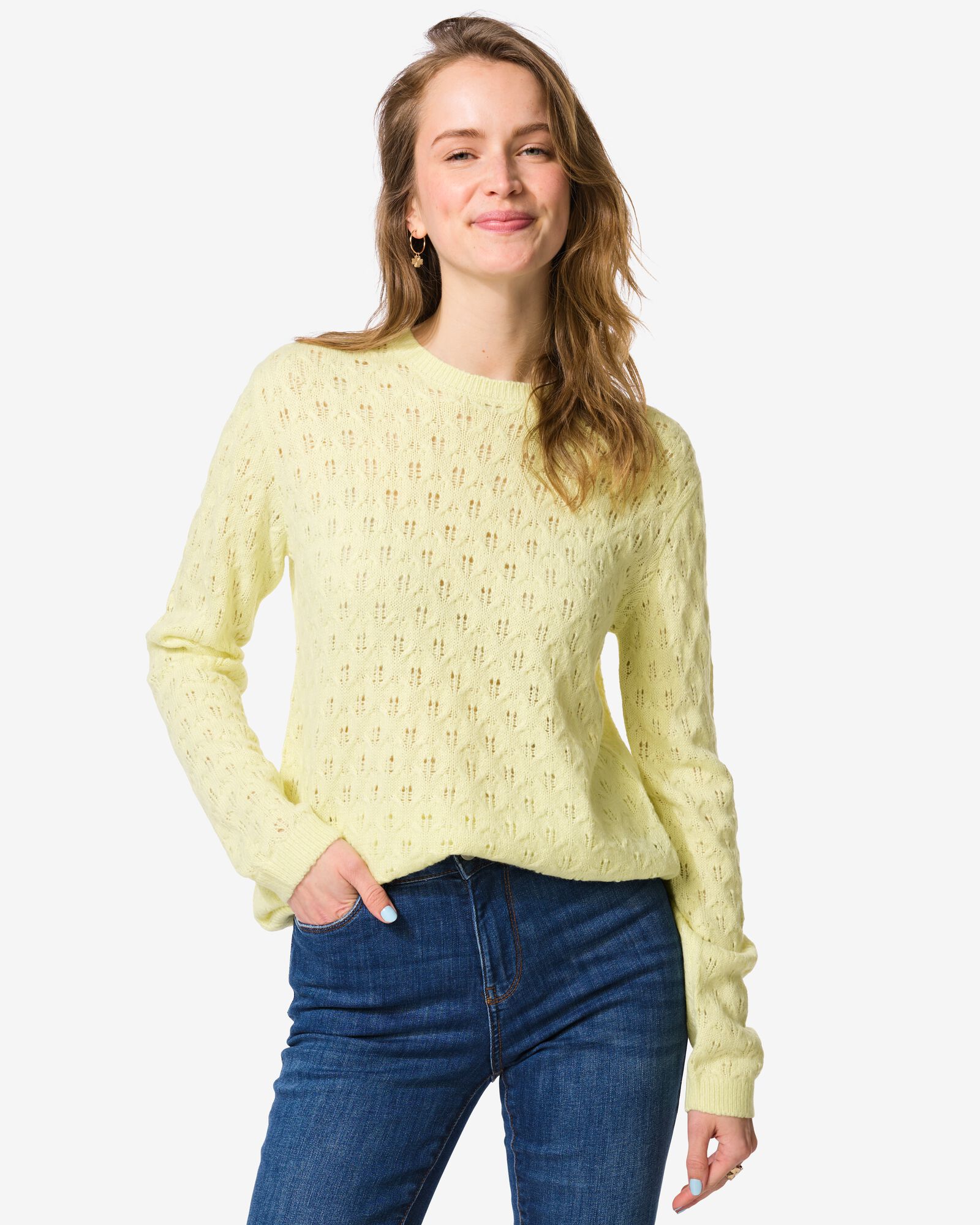 pull femme Golda ajour&eacute; jaune - 36207580YELLOW - HEMA