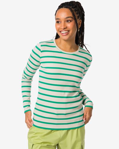 t-shirt femme Clara côtelé vert foncé M - 36255352 - HEMA