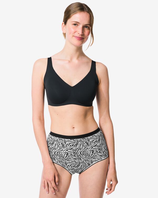 dames tailleslips katoen dier - 2 stuks zwart zwart - 19602044BLACK - HEMA