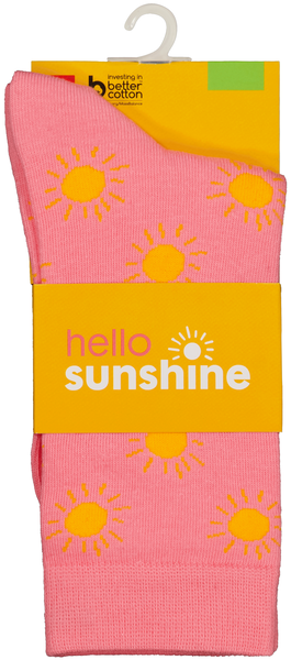 sokken met katoen hello sunshine roze roze - 1000029366 - HEMA