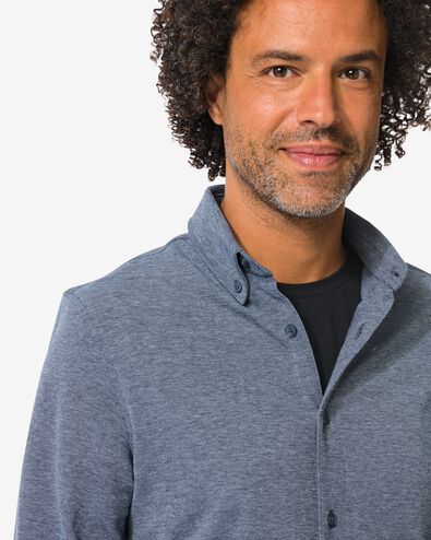 herenoverhemd Billy pique donkerblauw - 2101710DARKBLUE - HEMA
