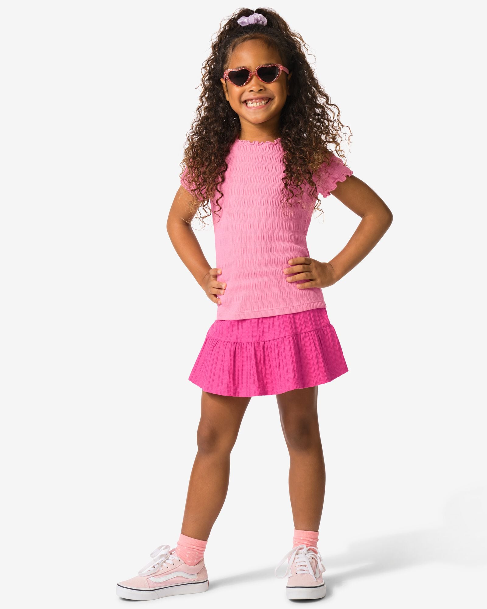 kinderbroekrok A-lijn rib donkerroze donkerroze - 30849624DARKPINK - HEMA