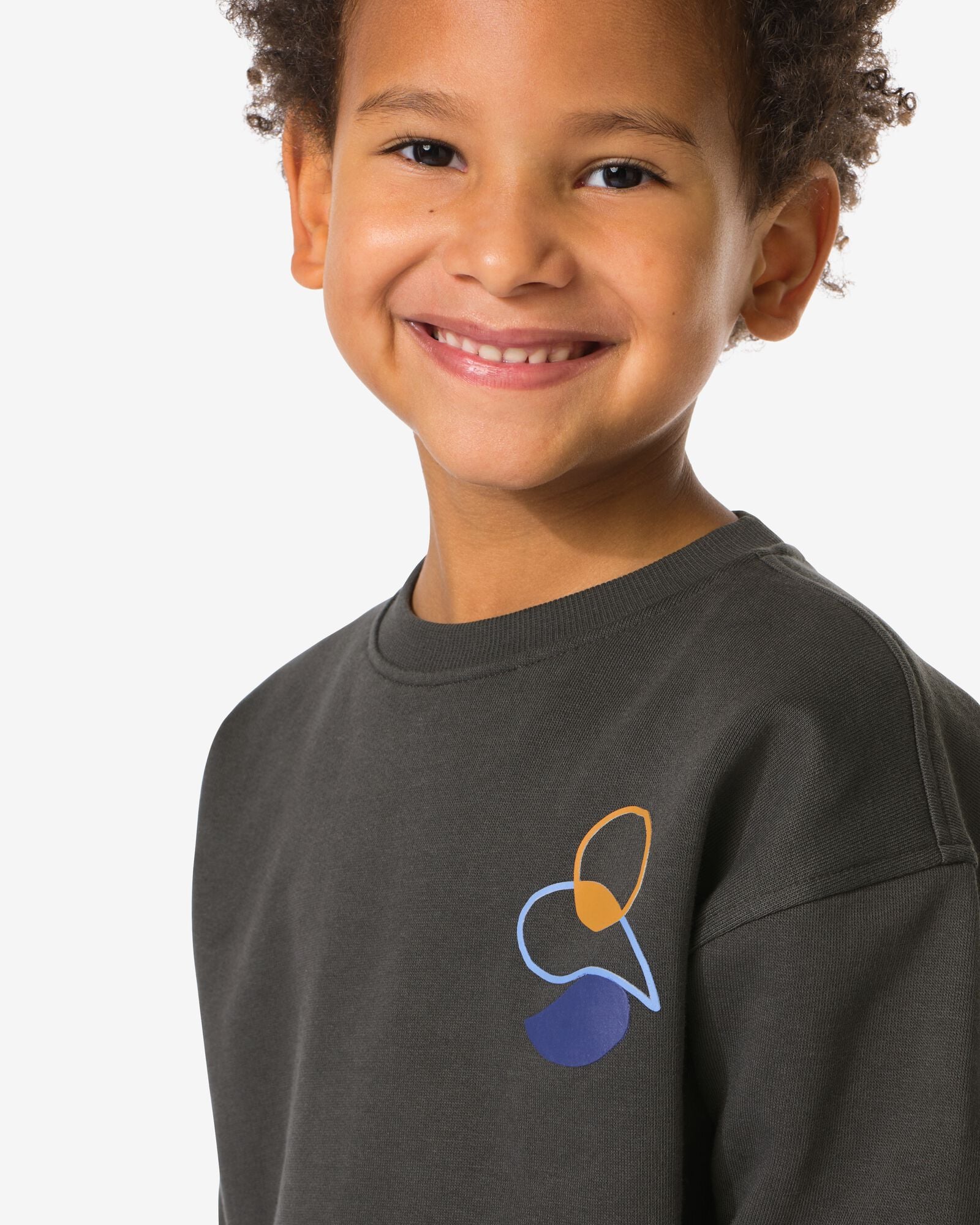 kindertrui sweatstof print  donkergrijs - 30712203DARKGREY - HEMA
