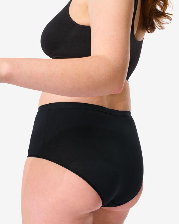dames tailleslips stretch katoen - 2 stuks zwart zwart - 1000030326 - HEMA