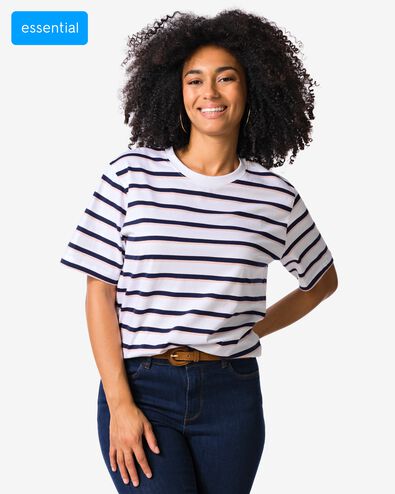 Damen-T-Shirt Larissa, gestreift wei&szlig; wei&szlig; - 36210330WHITE - HEMA