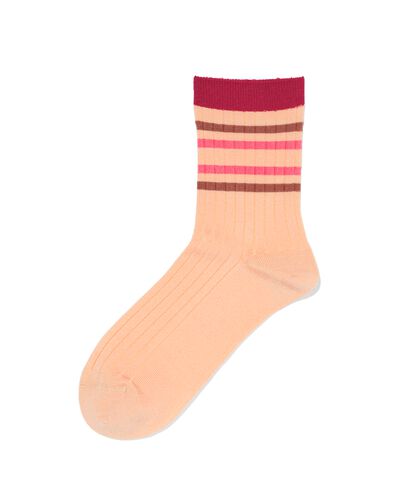 chaussettes femme c&ocirc;tel&eacute;es rayuress p&ecirc;che 35/38 - 4280936 - HEMA