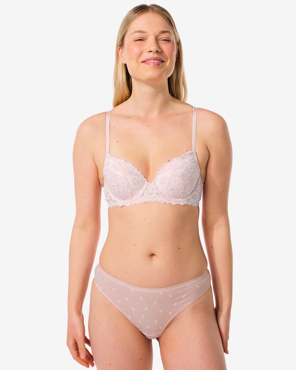 2 strings femme taille haute coton stretch rose rose - 1000030299 - HEMA
