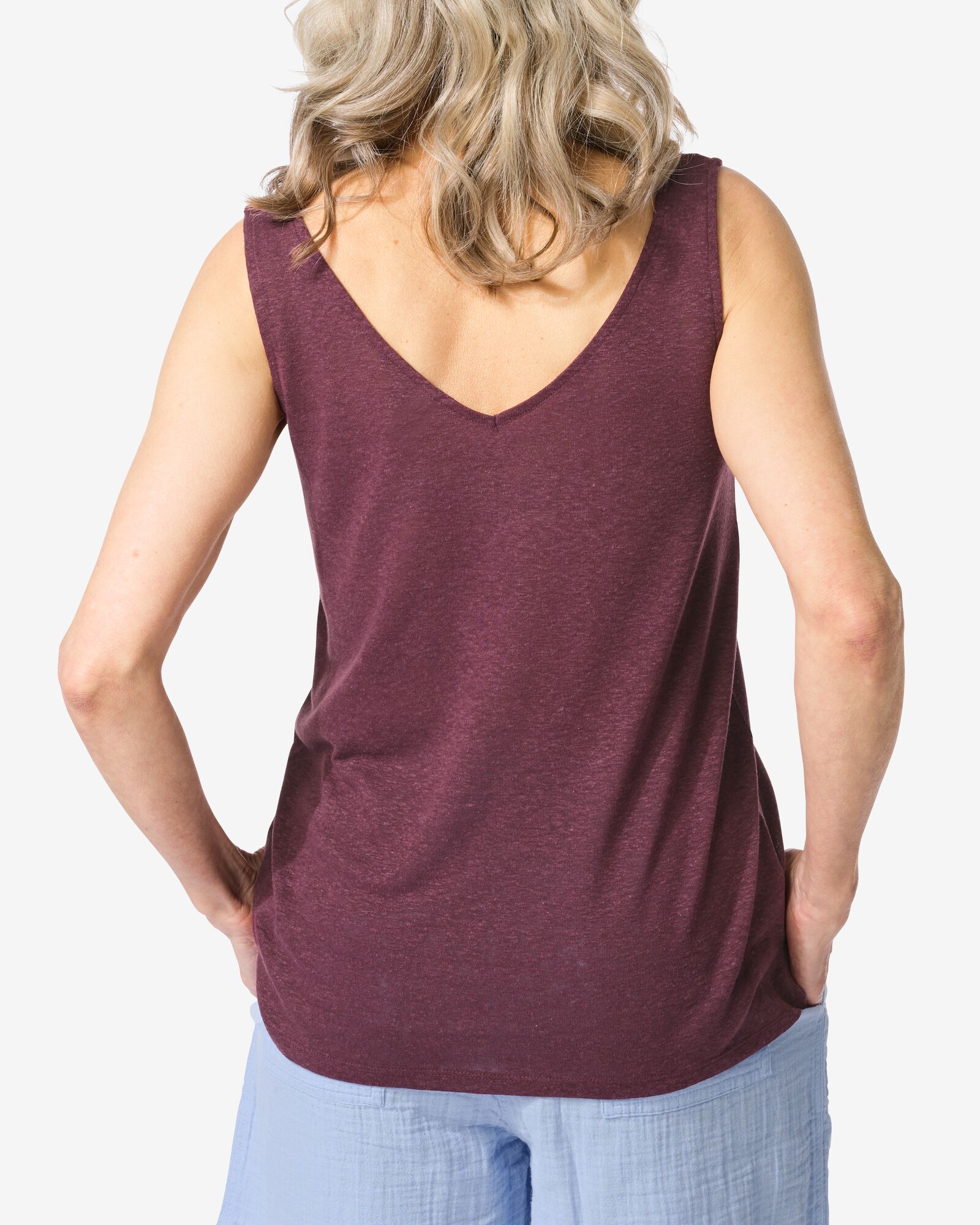 damessinglet Carry met linnen donkerrood - 36200745DARKRED - HEMA