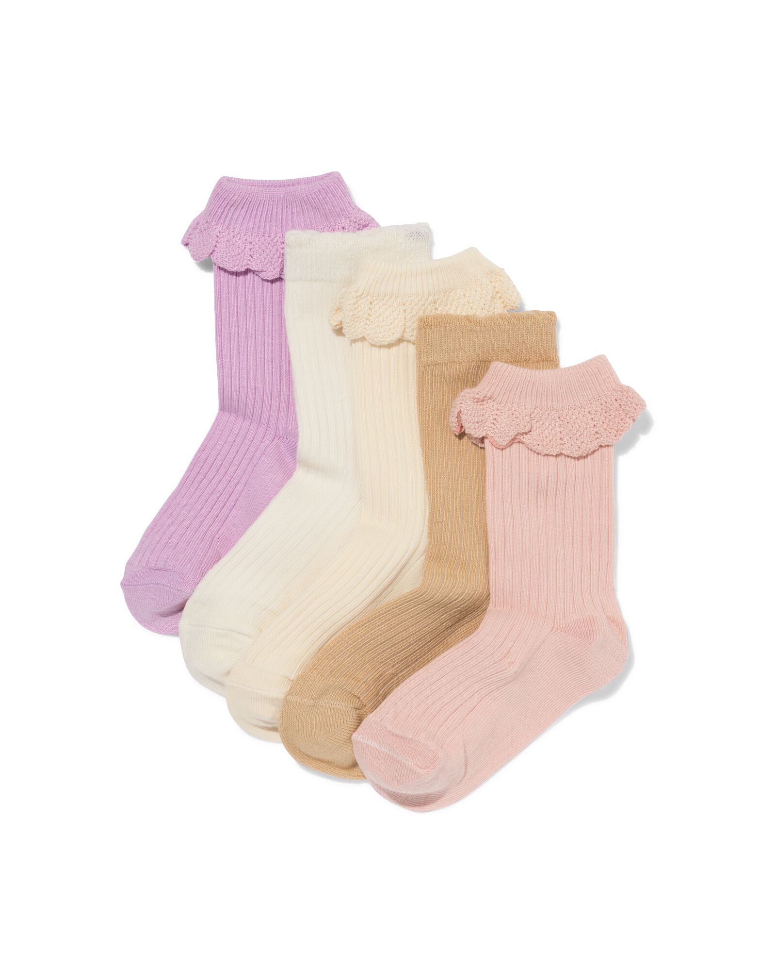 chaussettes enfant broderie - 5 paires vieux rose vieux rose - 4320760OLDPINK - HEMA
