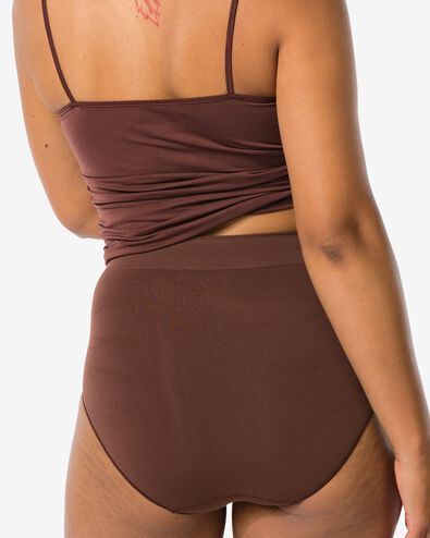 dames tailleslip hoge taille naadloos micro donkerbruin donkerbruin - 19620674DARKBROWN - HEMA