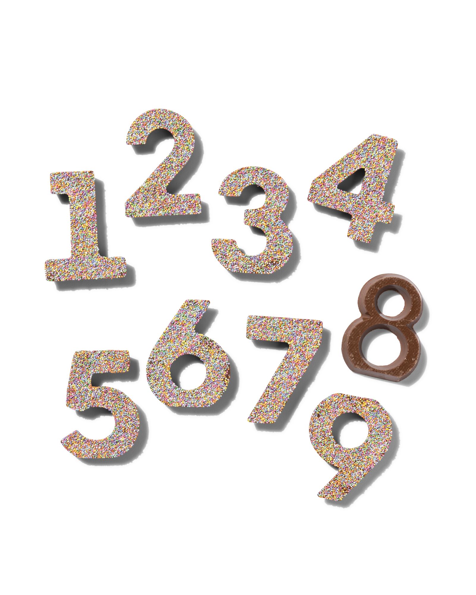 chiffre de f&ecirc;te 1 en chocolat avec perles multicolores - 10360002 - HEMA