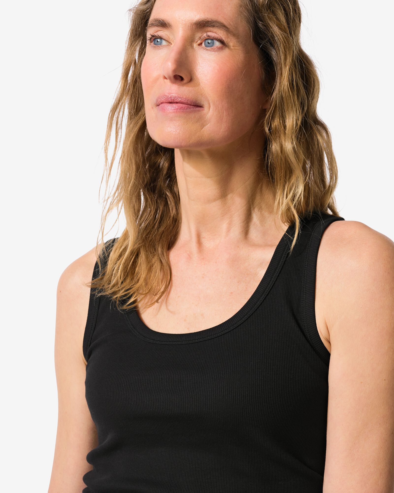 dames singlet Anouk met ribbels zwart zwart - 1000031337 - HEMA