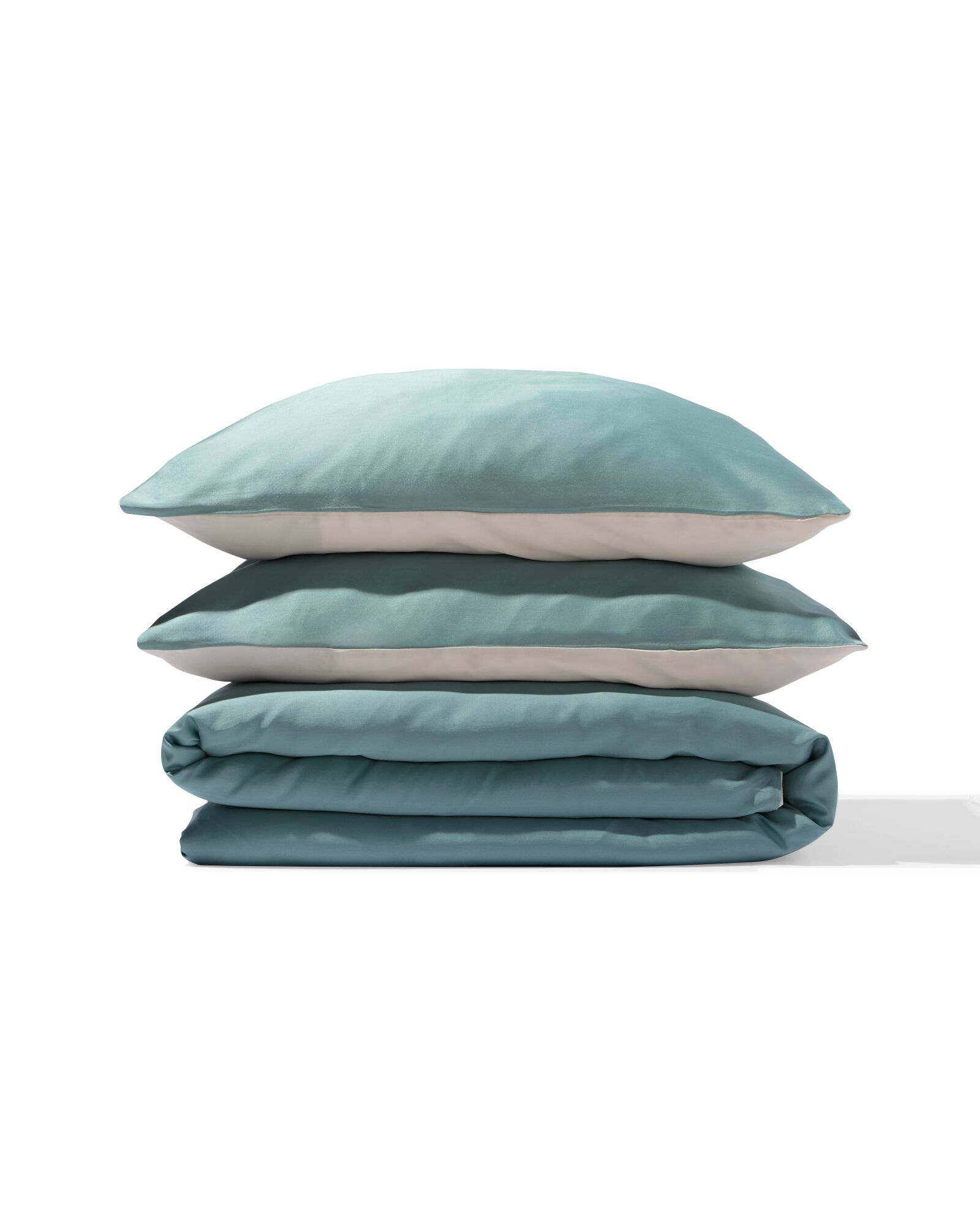 housse de couette 240x200/220 cm coton h&ocirc;tel satin vert - 5750154 - HEMA