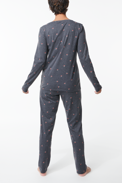 Damen-Pyjama, Baumwolle dunkelgrau - 1000029440 - HEMA