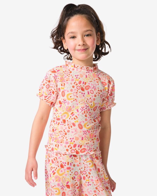 t-shirt enfant jersey fleurs &eacute;cru &eacute;cru - 30862267ECRU - HEMA