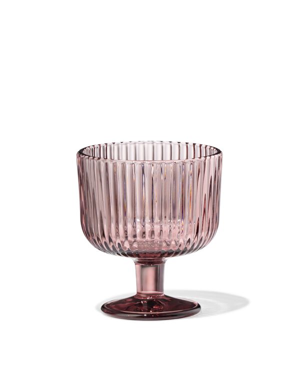 borrelglas 70ml Bergen glas streep reli&euml;f bordeauxrood - 9401174 - HEMA