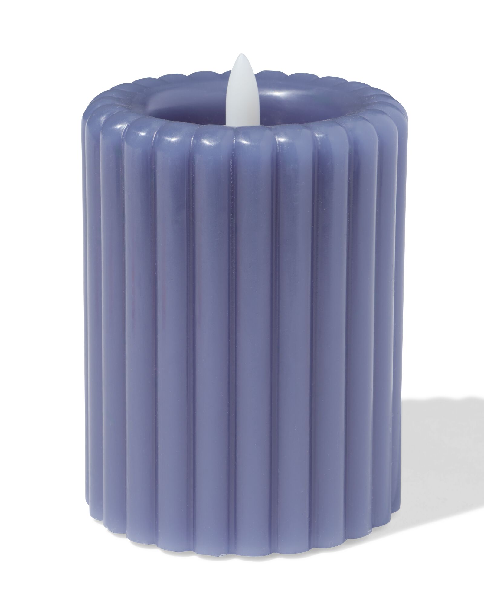 led kaars ⌀7.5x10cm ribbel blauw (blauw)