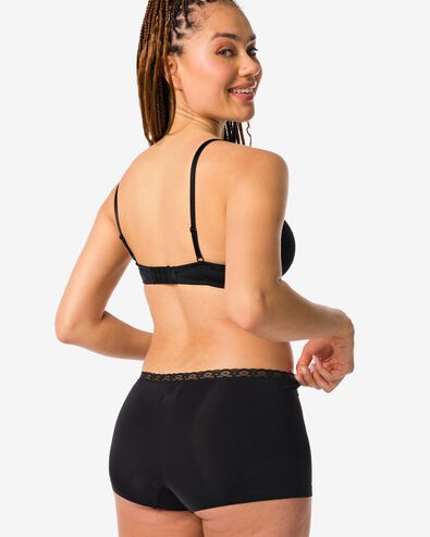 damesboxer naadloos micro met kant zwart zwart - 1000002002 - HEMA