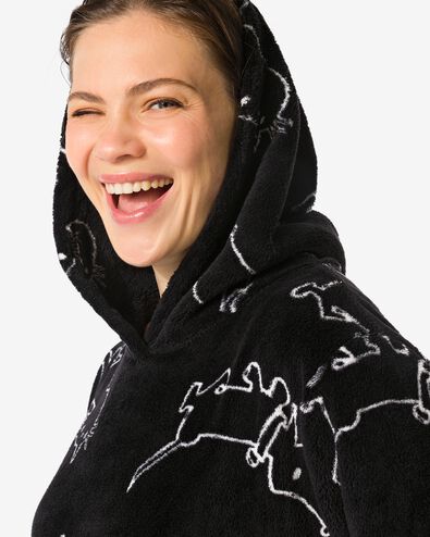 Takkie en Siepie damesnachthemd fleece zwart zwart - 23401160BLACK - HEMA