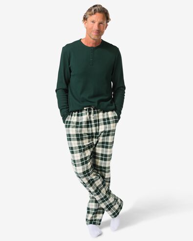 pyjama homme en flanelle gaufrée vert vert - 23675730GREEN - HEMA