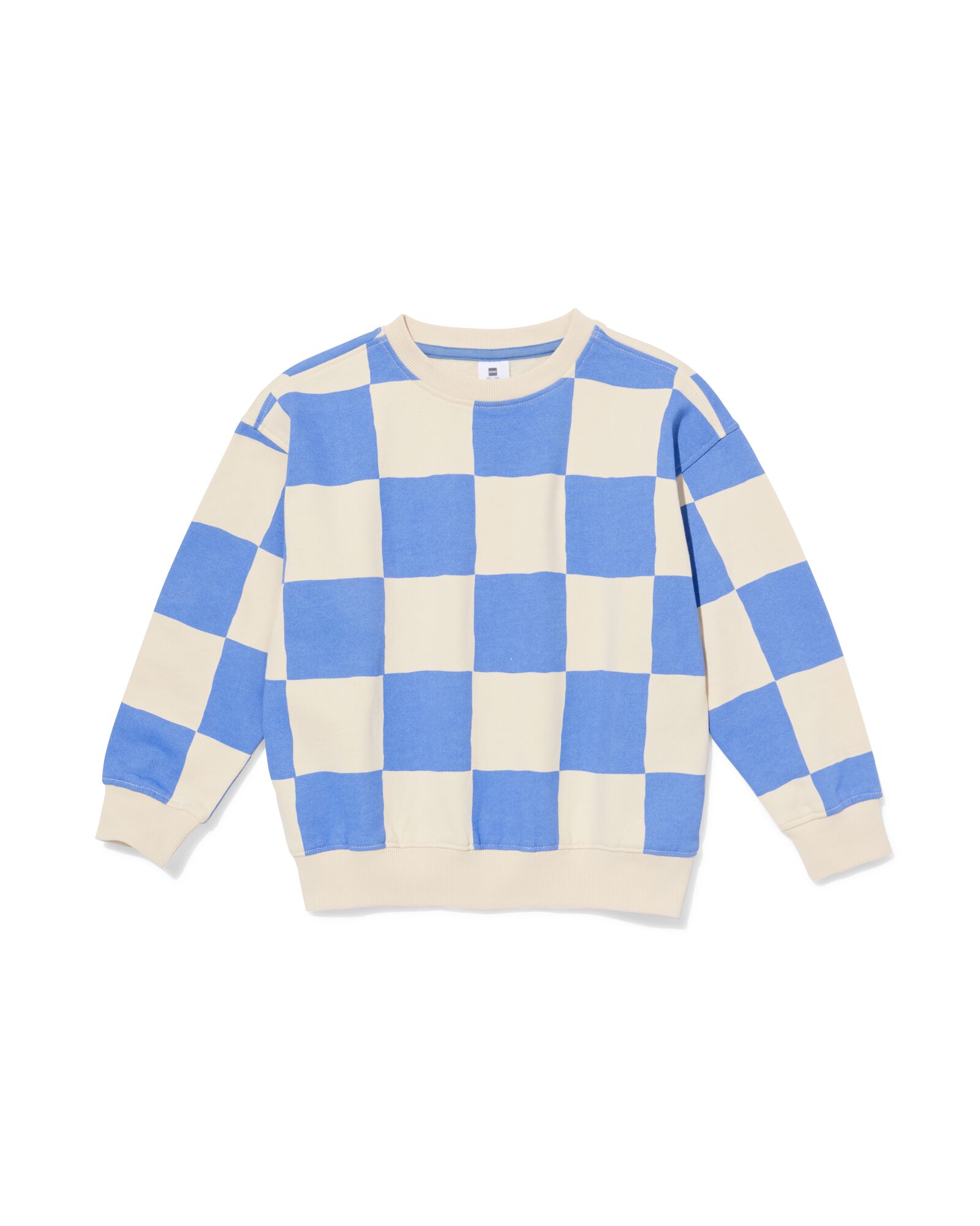 kindertrui sweatstof blokken blauw blauw - 30712401BLUE - HEMA