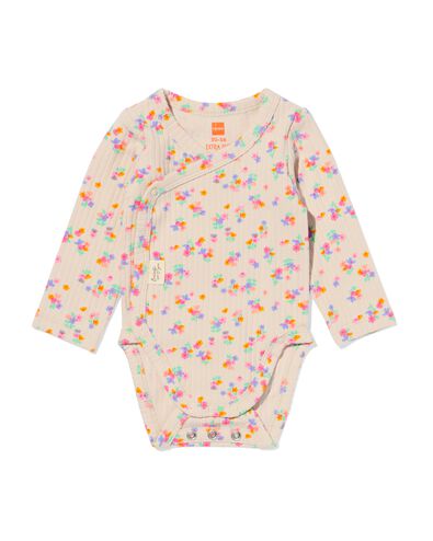 Newborn mitwachsender Wickelstrampler, gerippt, Blumen ecru ecru - 33437920ECRU - HEMA