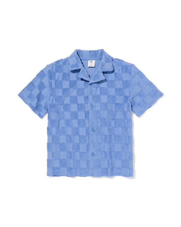kinderoverhemd badstof blokken blauw blauw - 30720218BLUE - HEMA