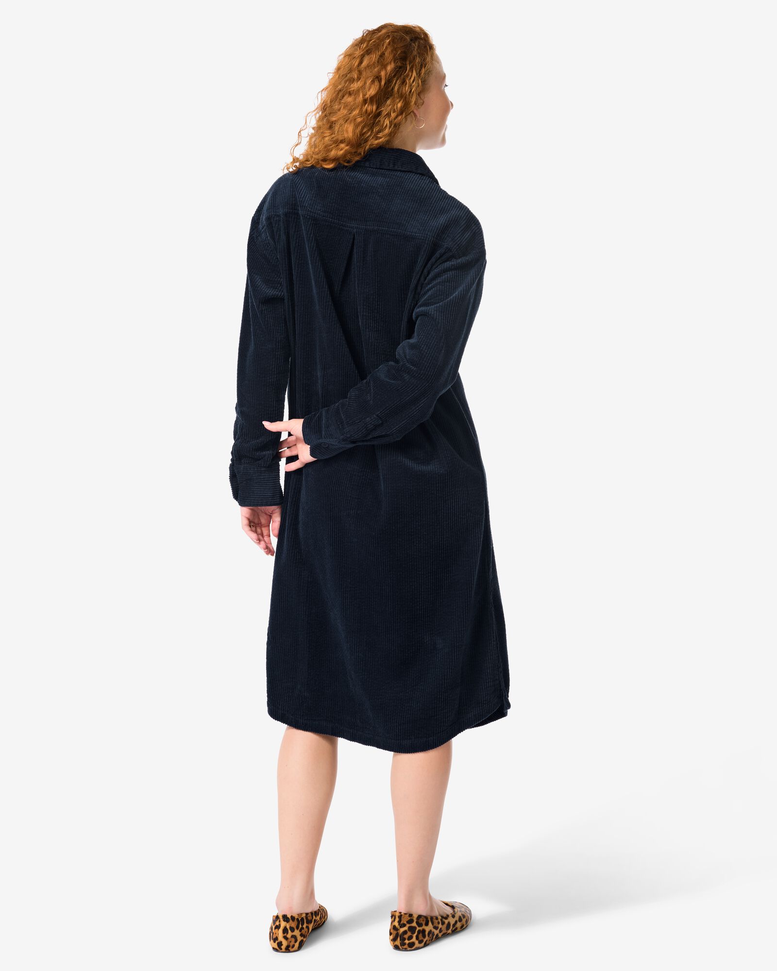 damesjurk Lena corduroy blauw - 36203370BLUE - HEMA