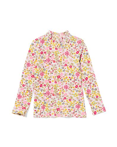 kinder T-shirt rib bloemen ecru ecru - 30828304ECRU - HEMA