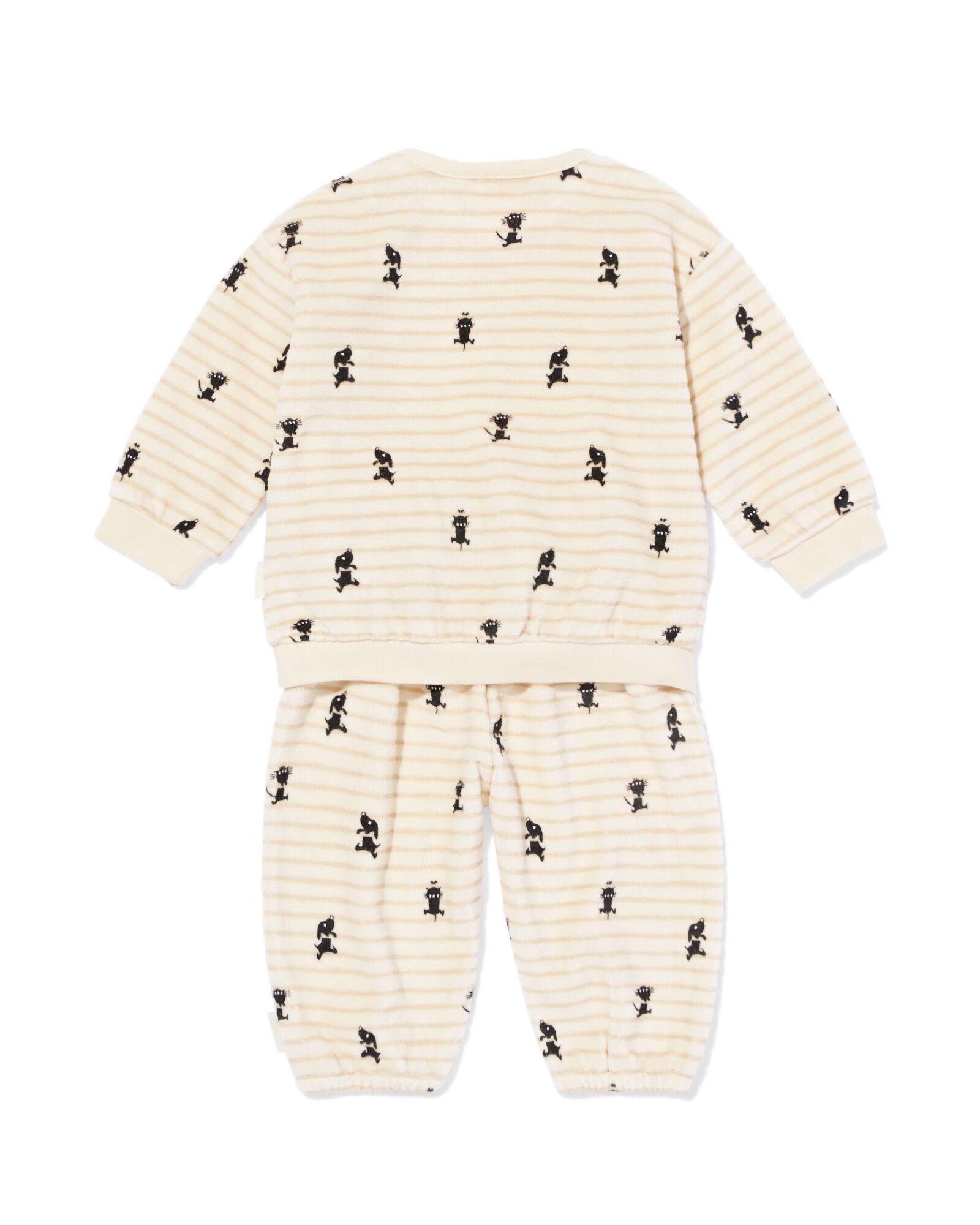 Takkie newborn kledingset comfy fit velours strepen &eacute;cru &eacute;cru - 33442220ECRU - HEMA