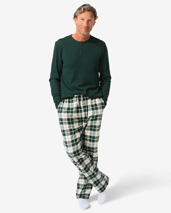 pyjama homme en flanelle gaufr&eacute;e vert vert - 23675730GREEN - HEMA
