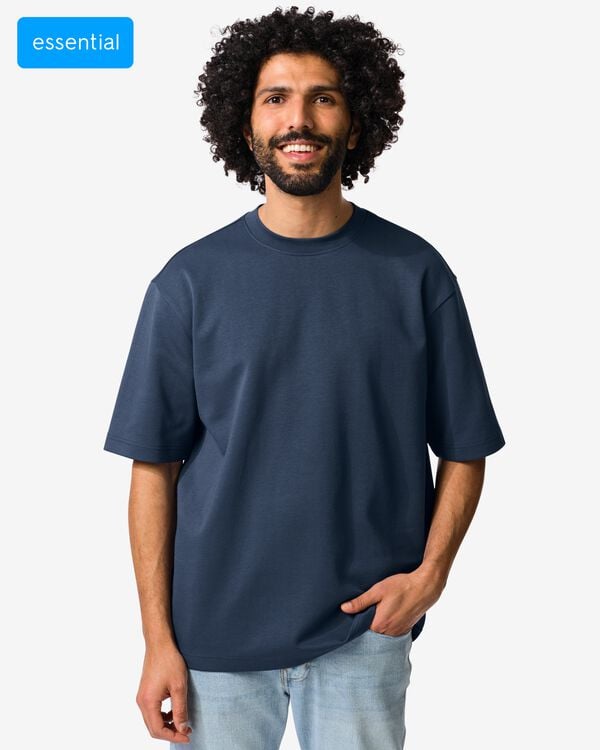 Herren-T-Shirt Job Oversized Fit dunkelblau dunkelblau - 2179050DARKBLUE - HEMA