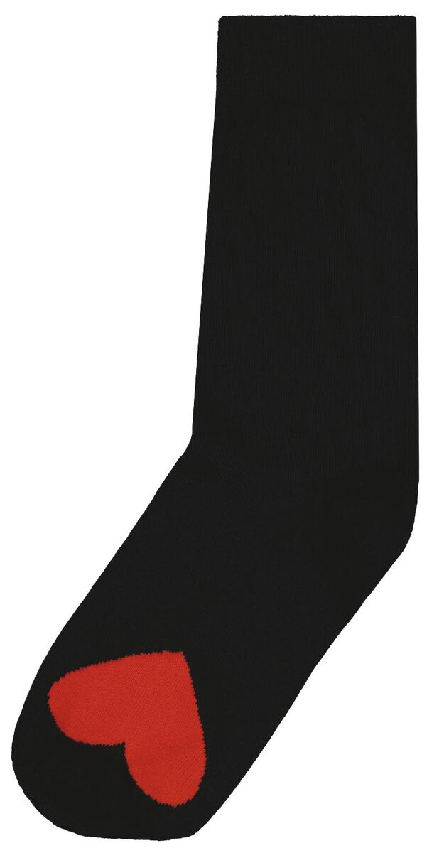 chaussettes avec coton I love you noir noir - 1000029364 - HEMA