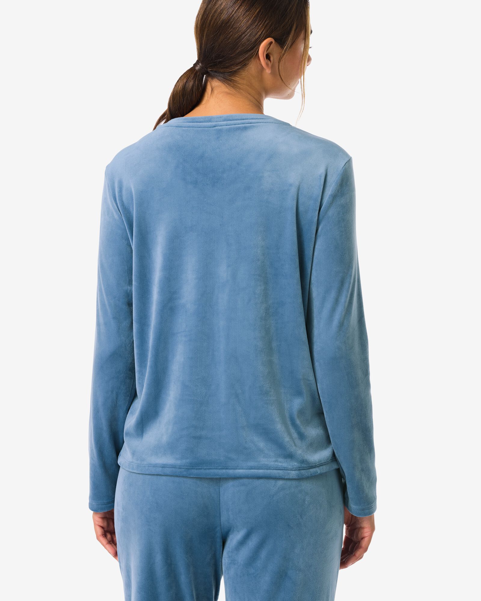 dames loungetop velours middenblauw middenblauw - 23401090MIDBLUE - HEMA