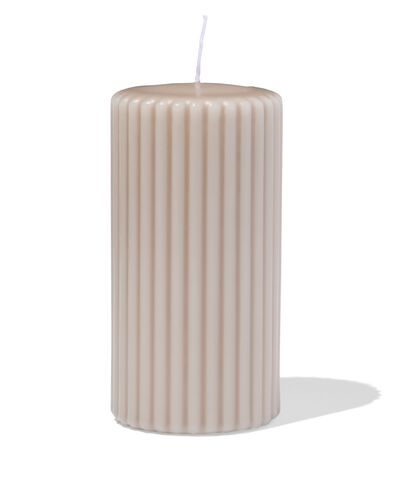 bougie cylindrique nervur&eacute;e naturel 7 x 13 - 13509032 - HEMA