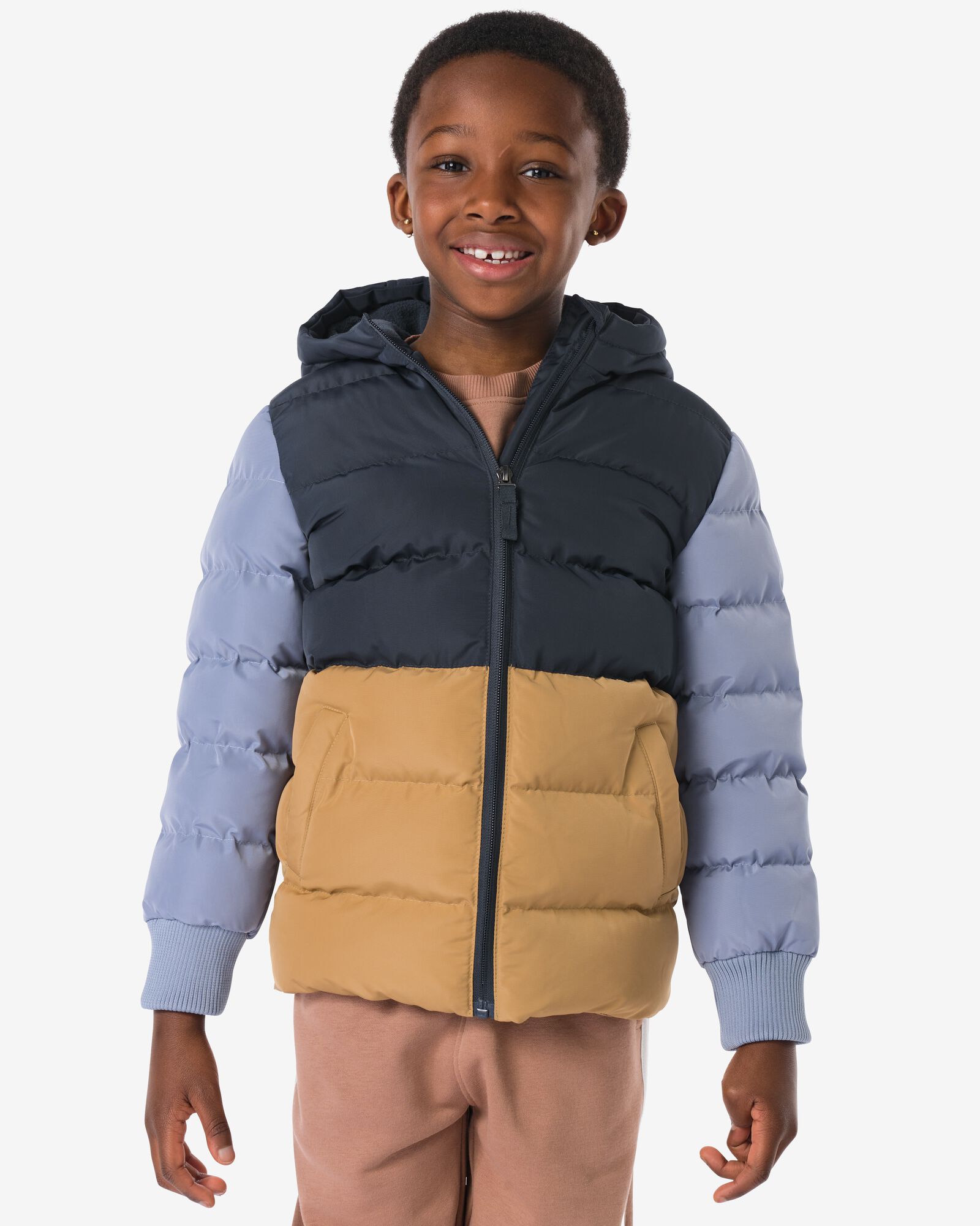 kinderjas kleurblok bleu fonc&eacute; - 30743905DARKBLUE - HEMA