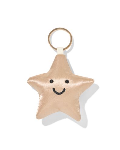 sleutelhanger 7x6cm ster met gezichtje goud - 61100272 - HEMA